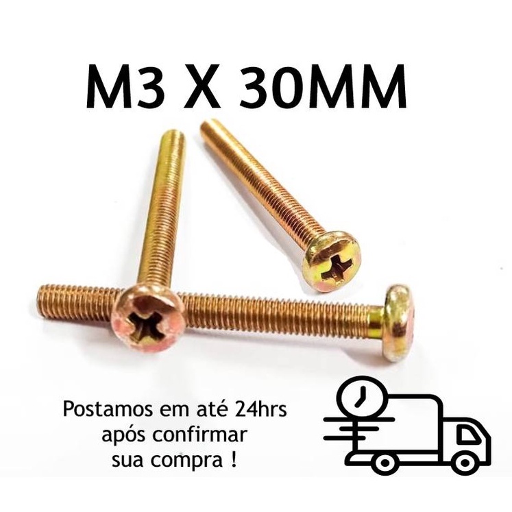 500 Peças Parafuso Máquina Cabeça Panela Phillips M3 x 30mm