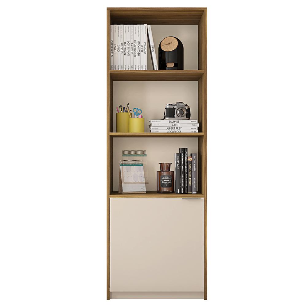 Armário Alto Escritório 1 Porta Recta Marrom Bege Caemmun