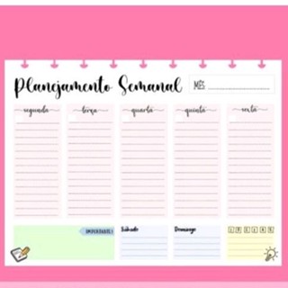 Refil Planejamento Semanal Para Caderno De Discos (54 semanas)