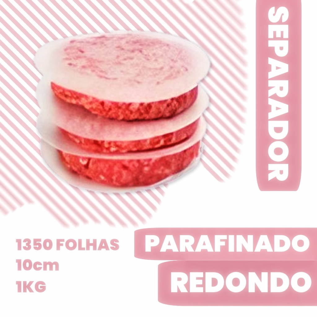 PAPEL MANTEIGA SEPARADOR DE HAMBURGUER  REDONDO 10,0CM