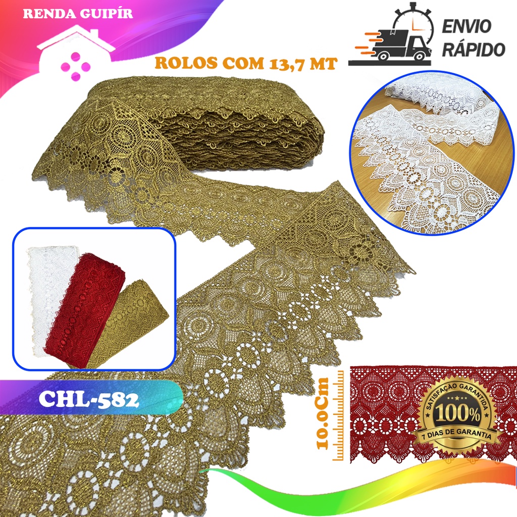 Renda Guipir CHL-582 10.0 Cm - Rolo C/13.7 Metros