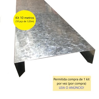 Kit 10m (10pçs c/ 1m) Rufo Capa Galvanizado Muro 14cm Ou 15cm Pingadeira