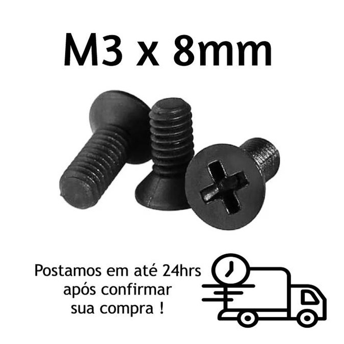 Parafuso Chato Phillips M3 X 8mm Oxidado Preto