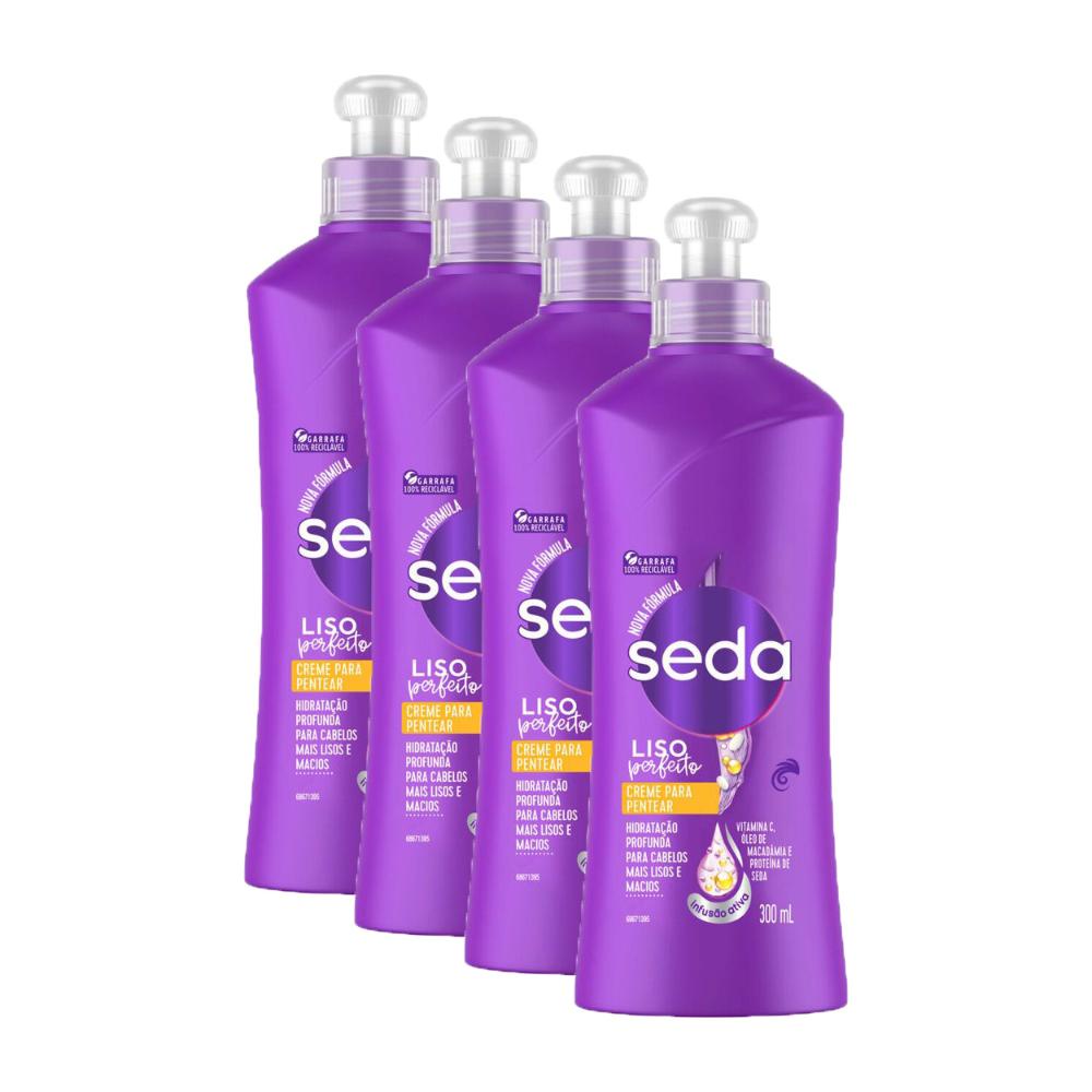Kit 4 Cremes para Pentear Seda Cocriações Liso Perfeito 300ml cada em Oferta na Shopee