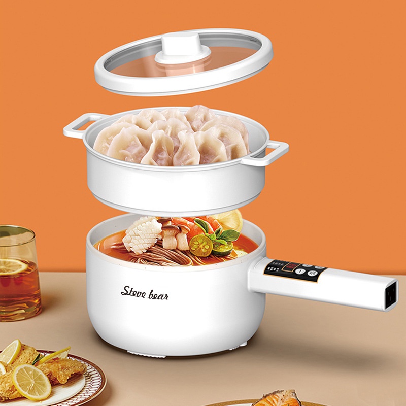 Panela De Cozimento Elétrica Multifuncional 110V/220V Dormitório Elétrico Wok De 600W Pote Anti-Aderente Baixo Potência Noodle CN/EU/Reino Unido/US Plug