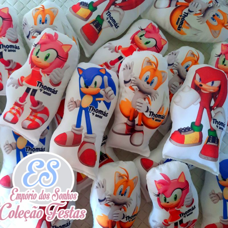 almofadas Sonic personalizadas para lembrancinha de aniversário festa e batizado