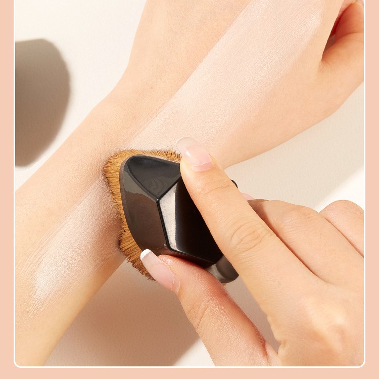 Pincel De Base Kabuki Para Maquiagem Pó Líquido Hexagonal Com Mistura Cosméticos Em Proteção Bonus