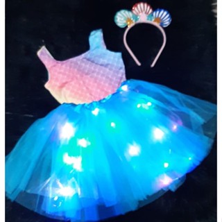 Fantasia infantil sereia c led kit 3 pçs.