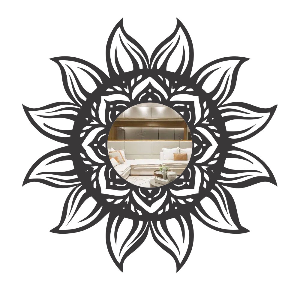Imagem Espelho Decorativo Mandala Sol em MDF 30x30cm