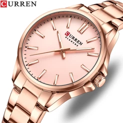 CURREN Original Senhoras Relógio Nova Moda Simples Negócios Casual Esportes Aço Inoxidável Apontador Luminoso Quartzo A Prova D'água 9090 X