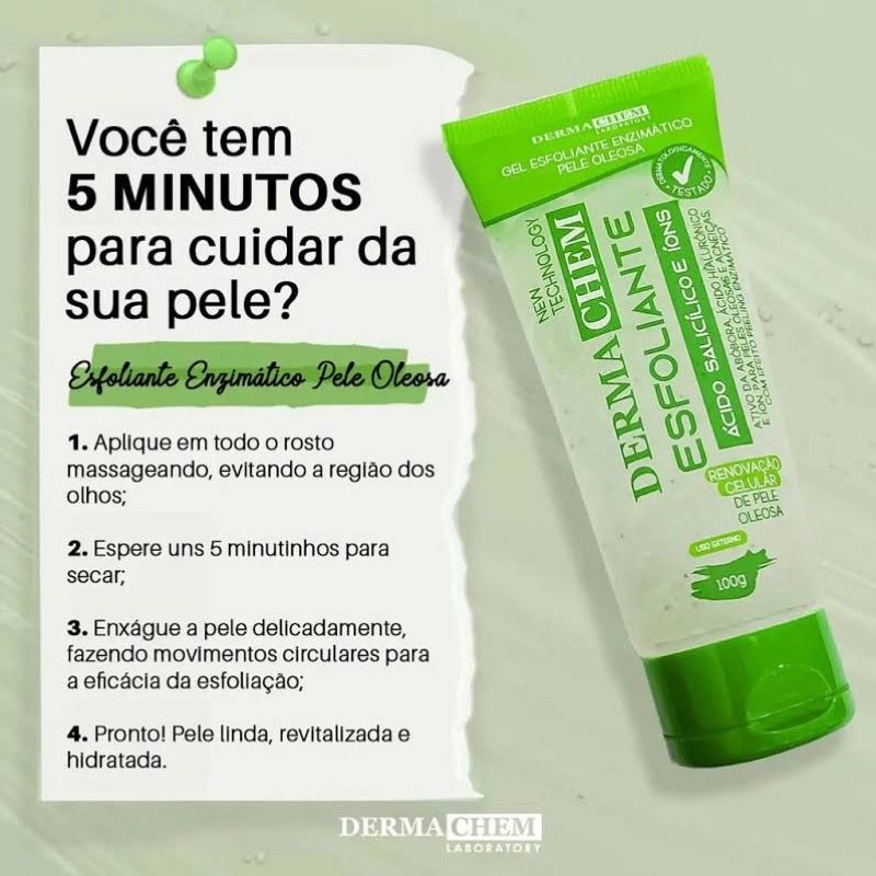 Gel Esfoliante Oleosidade Facial com Ácido Salicílico para  Pele Oleosa e com Acne Dermachem