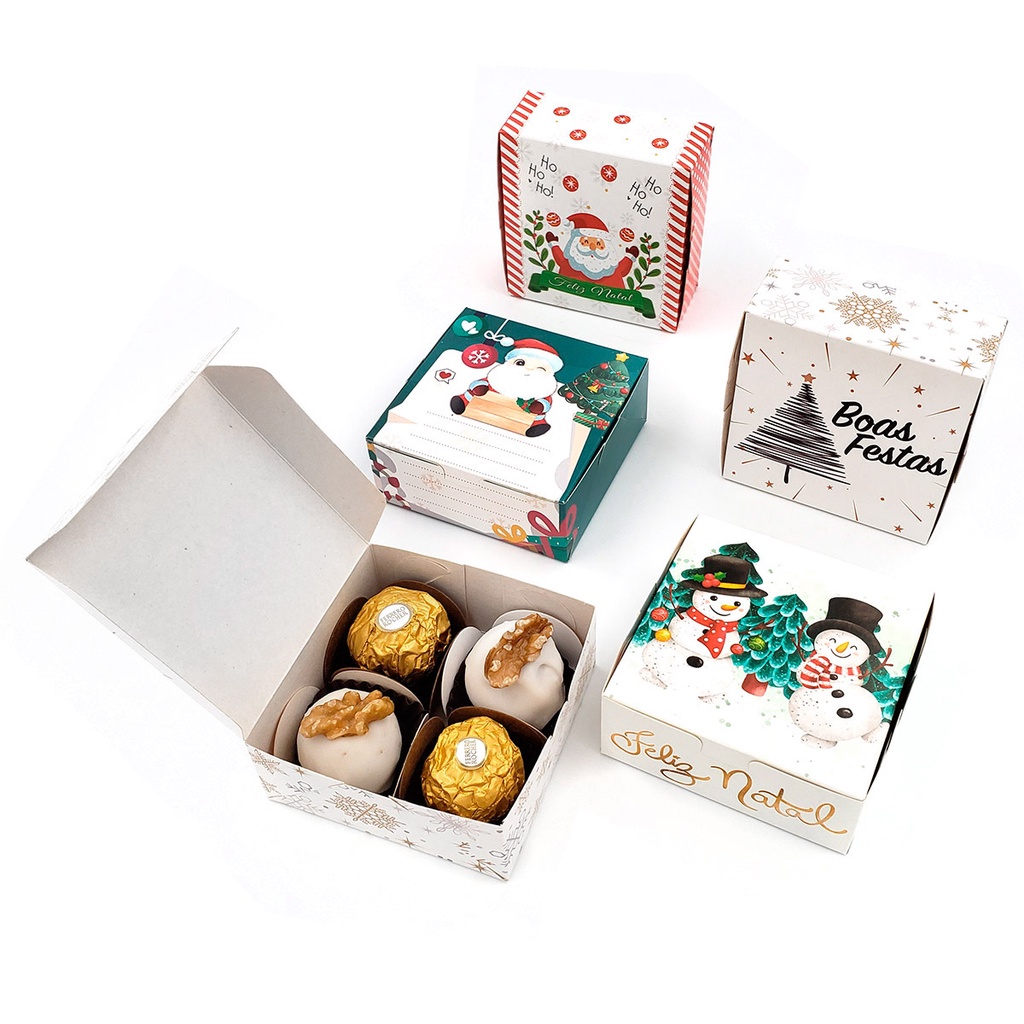kit 30 caixas de natal para 4 doces a pronta entrega. Lançamento, Caixinha Lembrancinha natalina