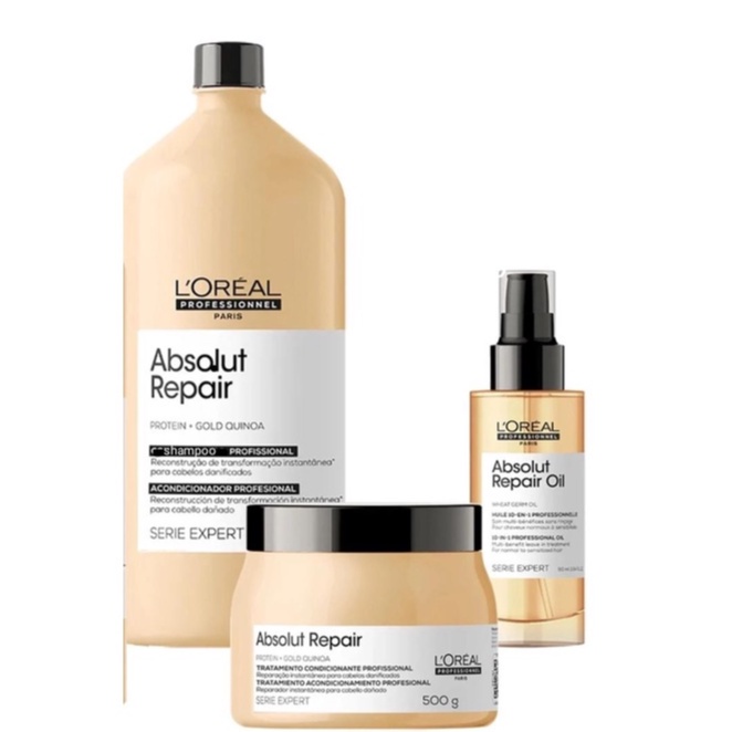 kit Loréal absolut repair shampoo 1,5ml + mascara 500g + absolut oil 90ml
