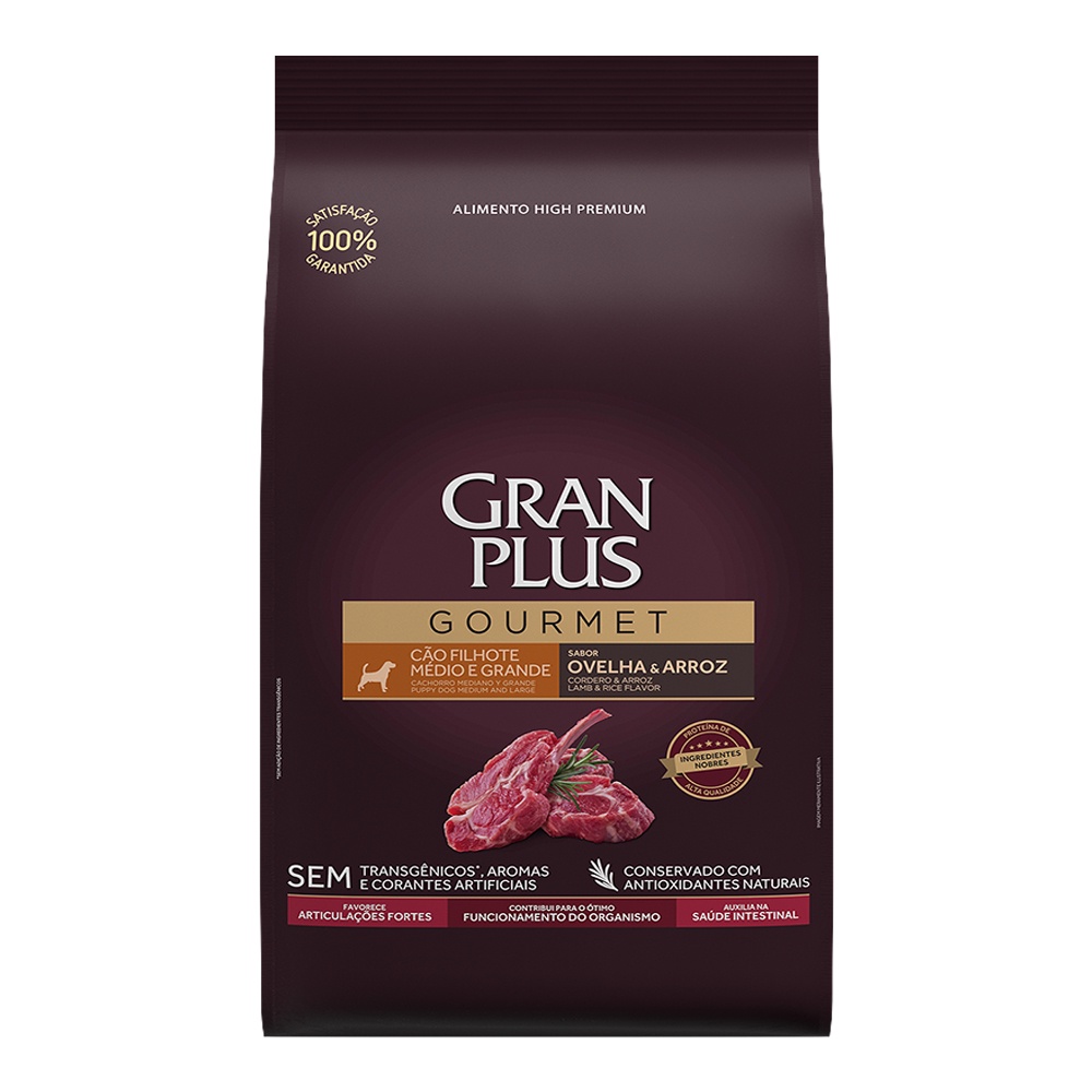 Ração Gran Plus Gourmet para Cães Filhotes Med/Gd. Ovelha e Arroz - 3 kg em Oferta na Shopee