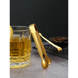 Pinça Pegador de Gelo Cubo de Açucar Incenso Alimento Inox Dourado Gold Luxo