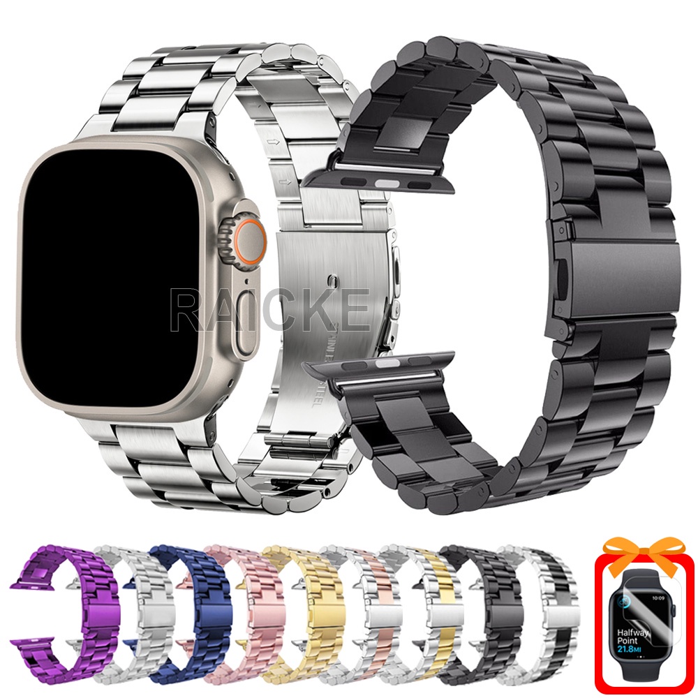 Pulseira De Metal De Aço Inoxidável Para iWatch Série 11/10/9/8/7/6/5/4/3/SE Ultra 2 46mm 45mm 41mm 49mm 44mm 40 42  38
