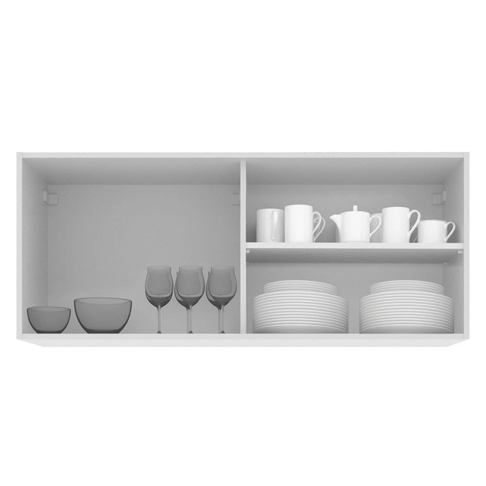 Detalhes do Armário De Cozinha Aéreo 100% MDF 2 Portas de Correr de Vidro Branco Acordes Madesa