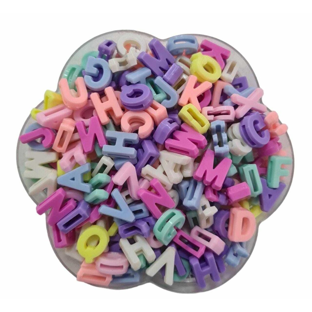 Miçanga - Letras Multicoloridas Vazada - 12mm - 50g