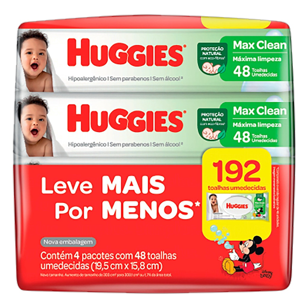 Pack toalha umedecida Huggies Classic Leve 4 Pague 3 unidades