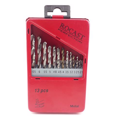 Jogo Brocas Haste Cilíndrica HSS DIN338N 13 peças 1,5 a 6,5mm 5,0159 ROCAST em Oferta na Shopee