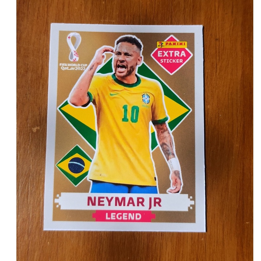 Figurinha Extra Sticker Legend Copa do Mundo Qatar 2022 Neymar Messi  Cristiano Ronaldo Mbappé Ouro Gold Prata Bronze e Base Bordo - Escorrega o  Preço