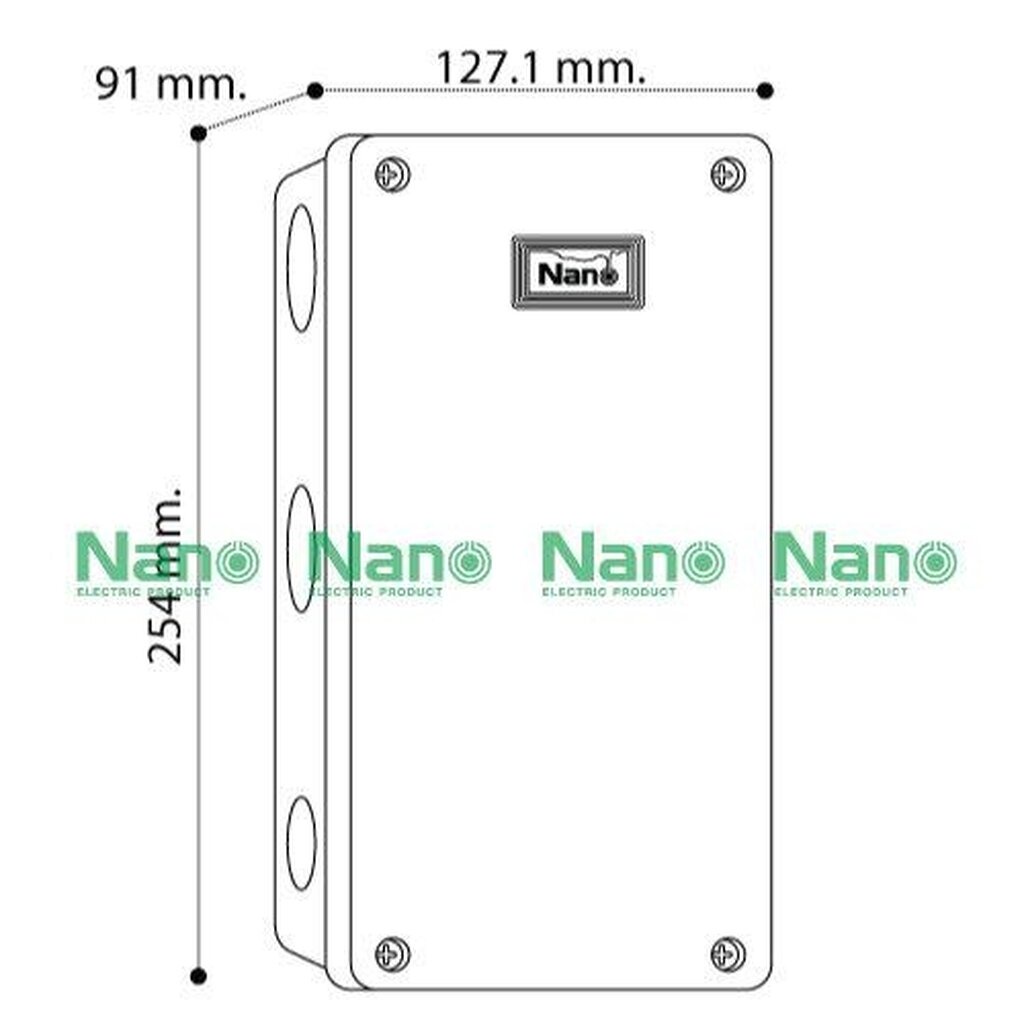 รูปสินค้า NANO Electric® NANO-203B กล่องกันน้ำพลาสติก ฝาทึบ ขนาด W127.10xH254xD91 mm (JUNCTION BOX IP65) สีดำ