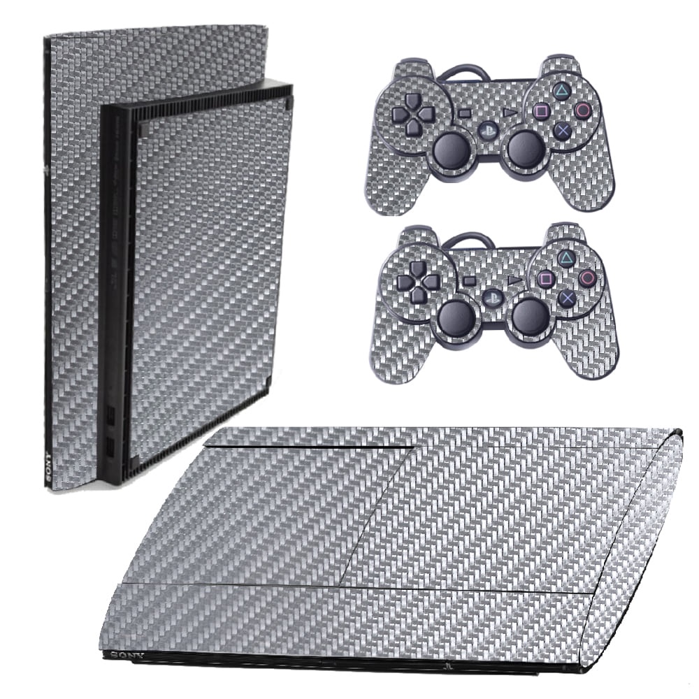 Skin PS3 Super Slim Playstation Adesivo Pelicula Protetora Fibra Cromo Prata