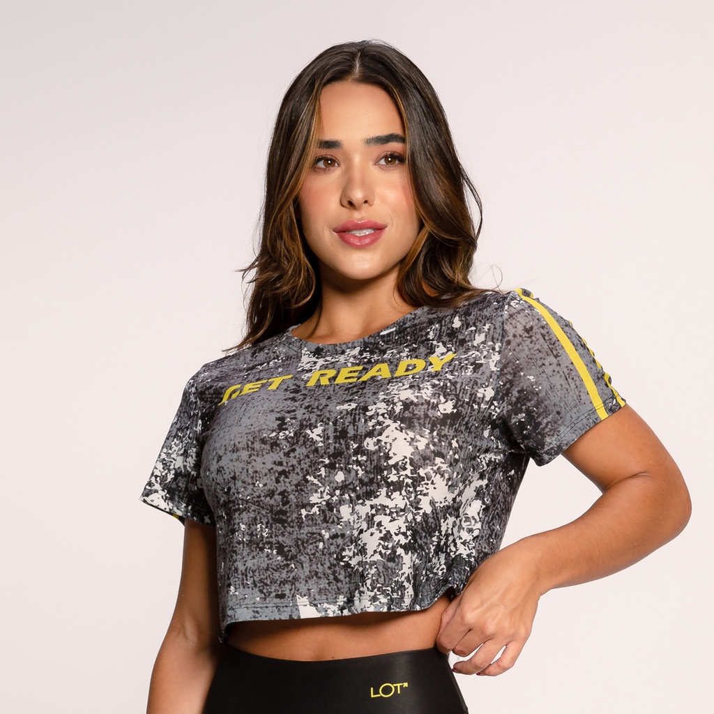 Cropped Fitness Feminino Estampado Básico Academia Get Ready