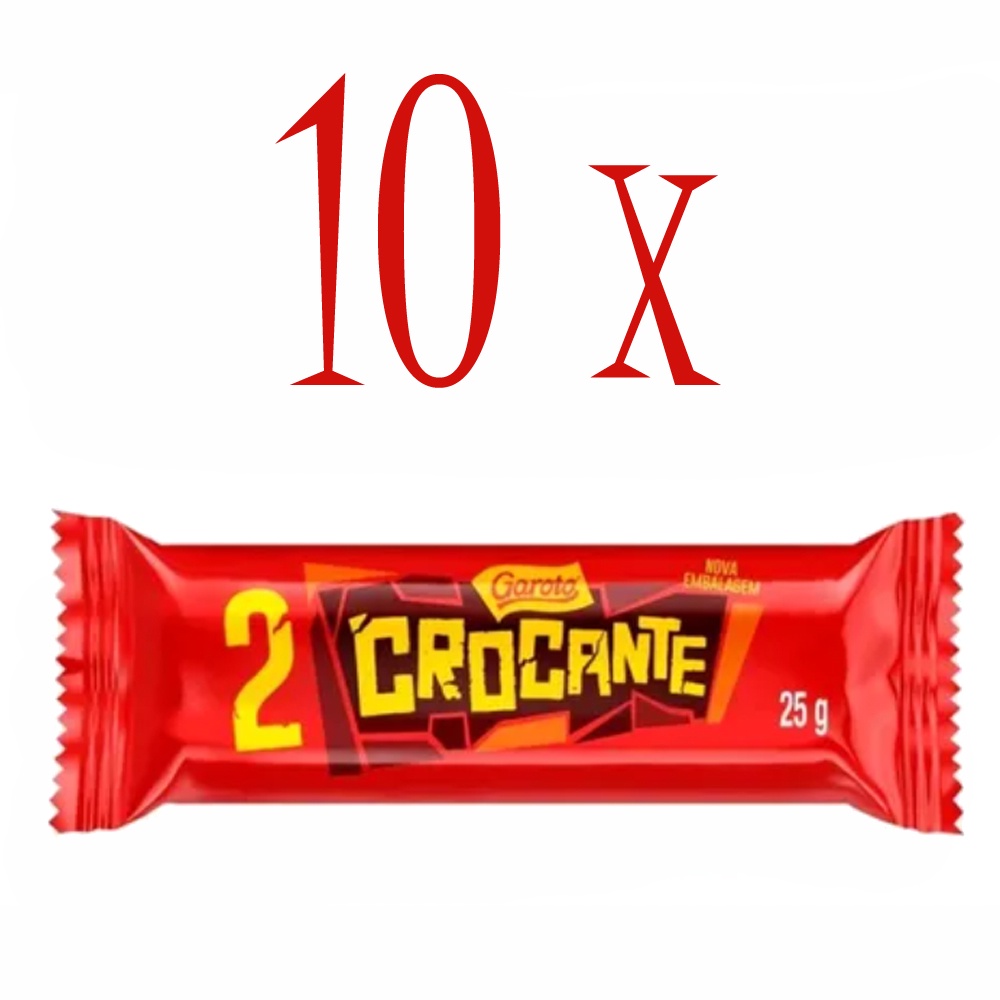 kit com 10 barras de bombom Crocante c/ 25g Garoto em Oferta na Shopee