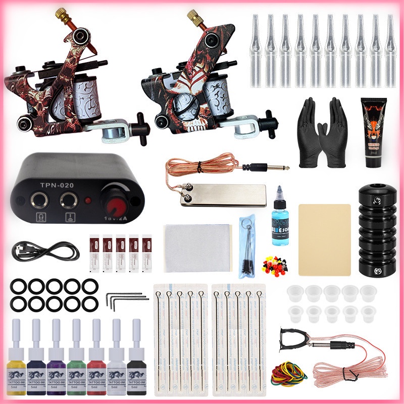 kit tatuagem iniciante completo profissional maquina máquina de fazer tatuagem bobina completa material de tinta tatuagem Kit Máquina De Tatuagem Set Tatuagem Abastecimento