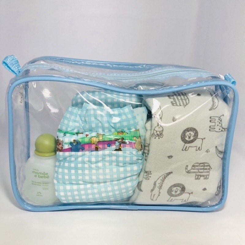 Necessaire 23x15 transparente e AZUL - organizador de maquiagem - viagem - multiuso em Oferta na Shopee