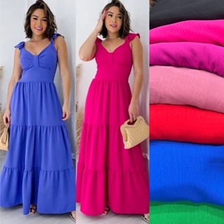 vestido alcinha com babado tecido duna c/bojo elástico nas costas forrado