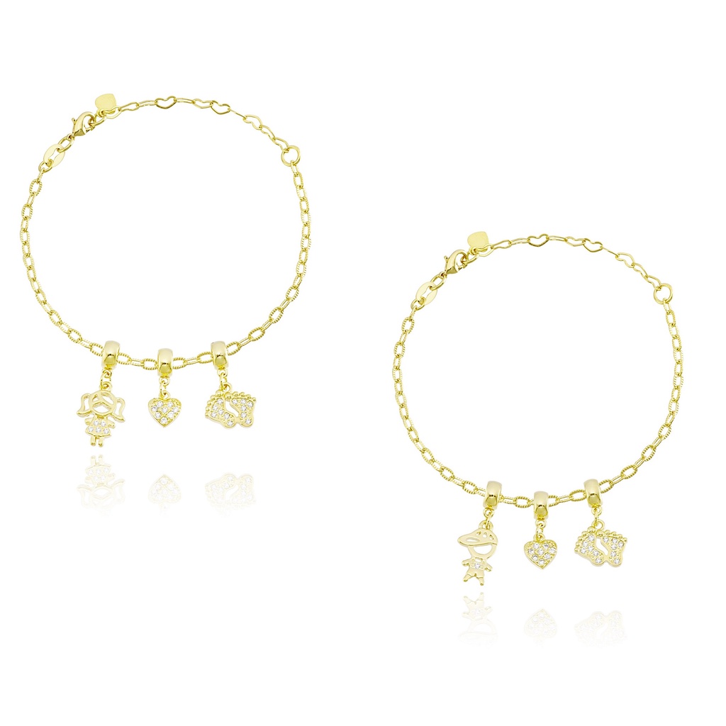 Pulseira Cartier Criança,Coração e Pézinho 4793
