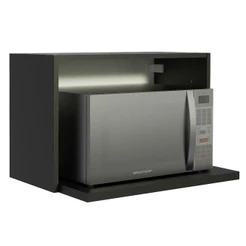 Armário Aéreo Madesa para Reims, Lux, Glamy 60 cm com Nicho para Microondas e Forno Elétrico - Preto