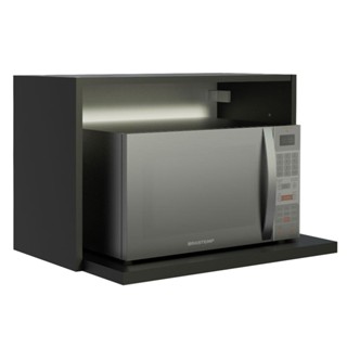 Armário Aéreo Madesa para Reims, Lux, Glamy 60 cm com Nicho para Microondas e Forno Elétrico - Preto