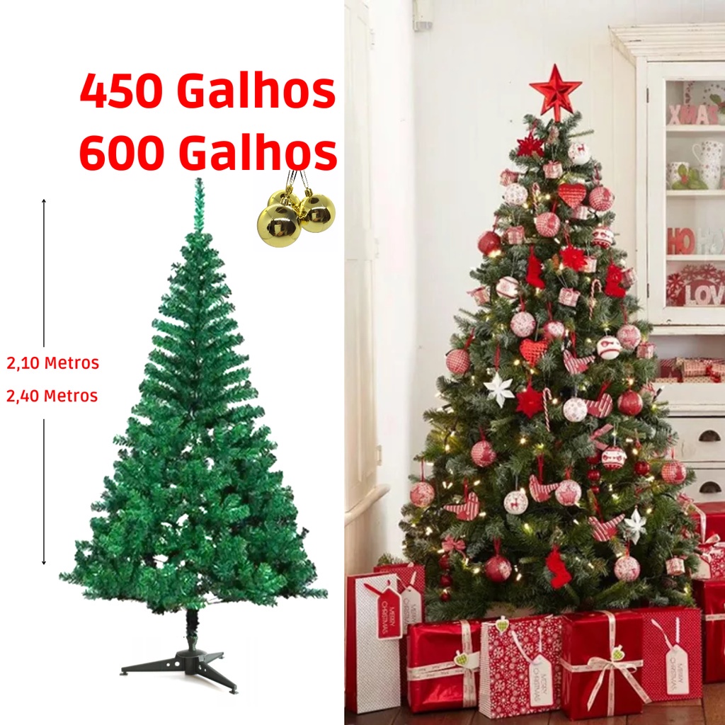 Árvore De Natal 450 Galhos 600 GalhosArvore Natal 2,10 Metros Natal  Decoração Pinheiro Verde | Shopee Brasil