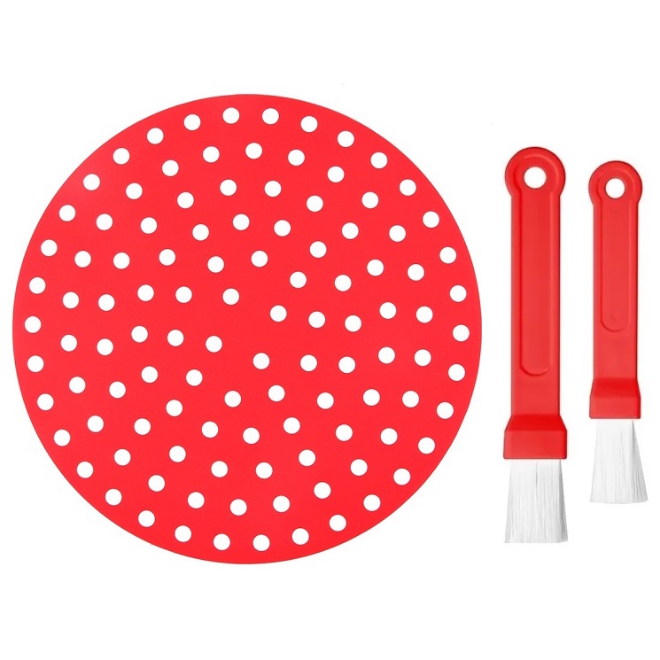 Kit 01 Tela tapete protetor de Silicone para fritadeira Airfryer modelo 20 Cm + 2 Peças Pincel Nylon