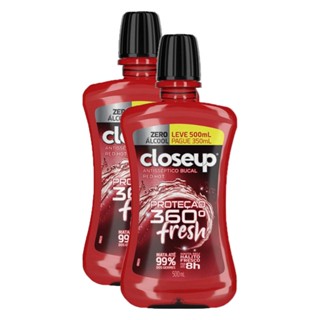 Kit 2 Enxaguante Bucal Closeup Red Hot Zero Álcool Proteção 360° Fresh 500ml cada