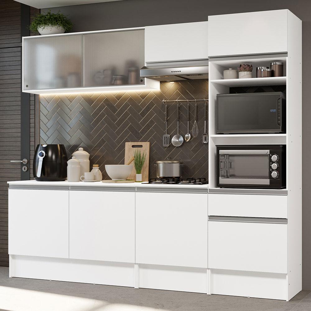 Armário de Cozinha Completa 240cm Branco Topazio Madesa 05 - Home & Living