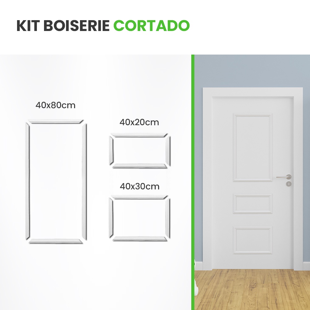 Rodameio Boiserie Adesivo Kit Trio Cortado 40x80 40x20 40x30 em Oferta na Shopee