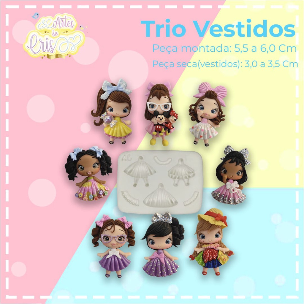 Molde Trio Vestidos Artes da Cris