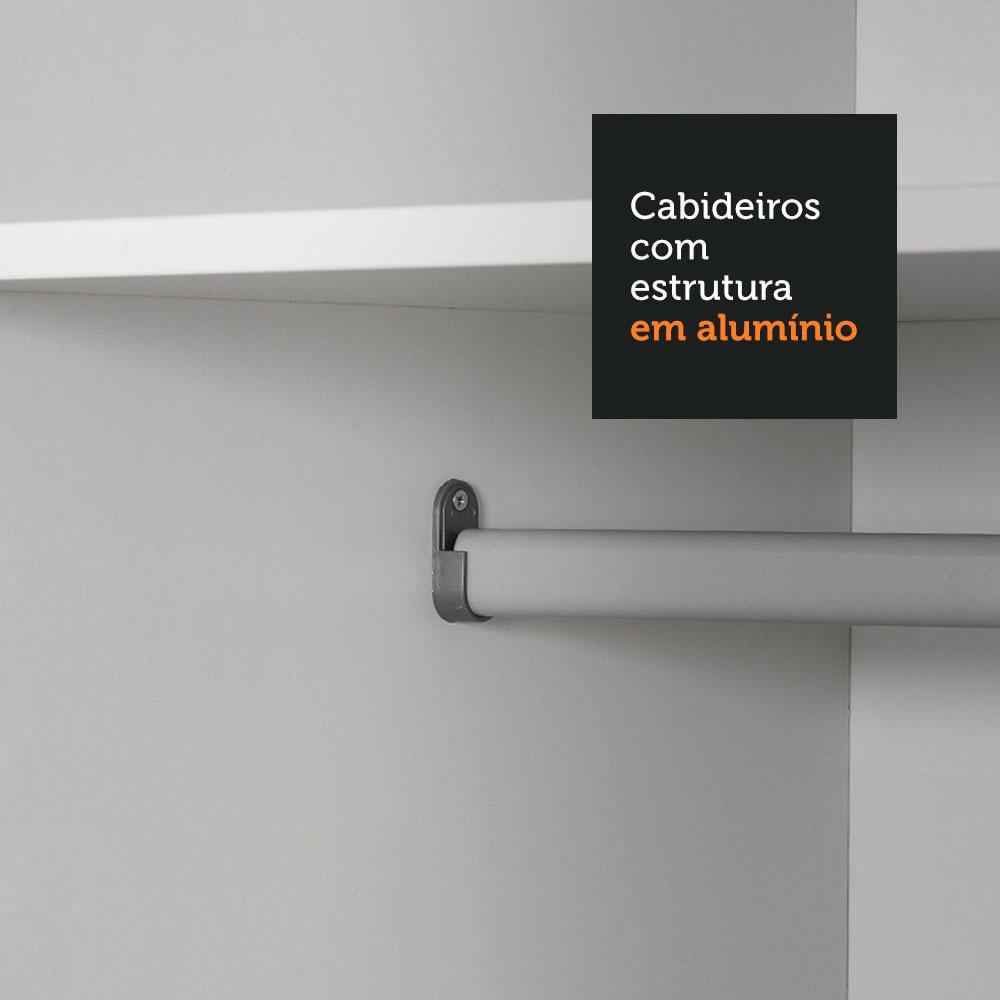 Detalhes do Guarda Roupa Juvenil 100% MDF Madesa Kevin 3 Portas de Correr - Branco/Rustic