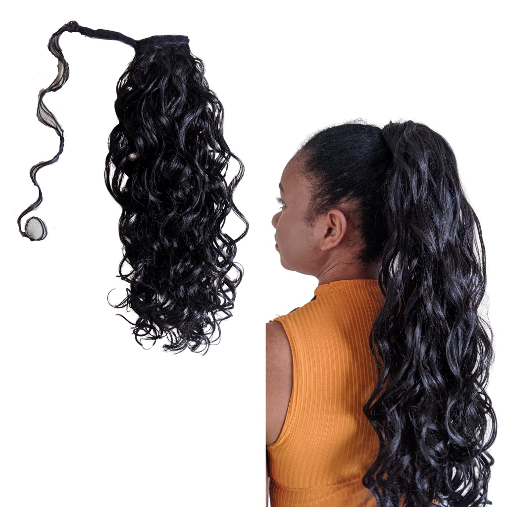 Aplique Rabo De Cavalo Orgânico - Fibra Premium  - Castanho Escuro - Volumoso - 65 cm - 170 gramas