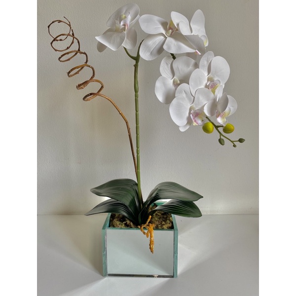 Orquídea Silicone Artificial Em Vaso Espelhado Arranjo Decoração  Sofisticada/ mesa de jantar | Shopee Brasil