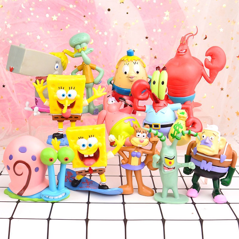 Bob Esponja Quadrada Calça Anime Boneco Figura Ornamentos Torta Daxing  Polvo Irmão Chefe De Caranguejo Decoração Bolo - Escorrega o Preço