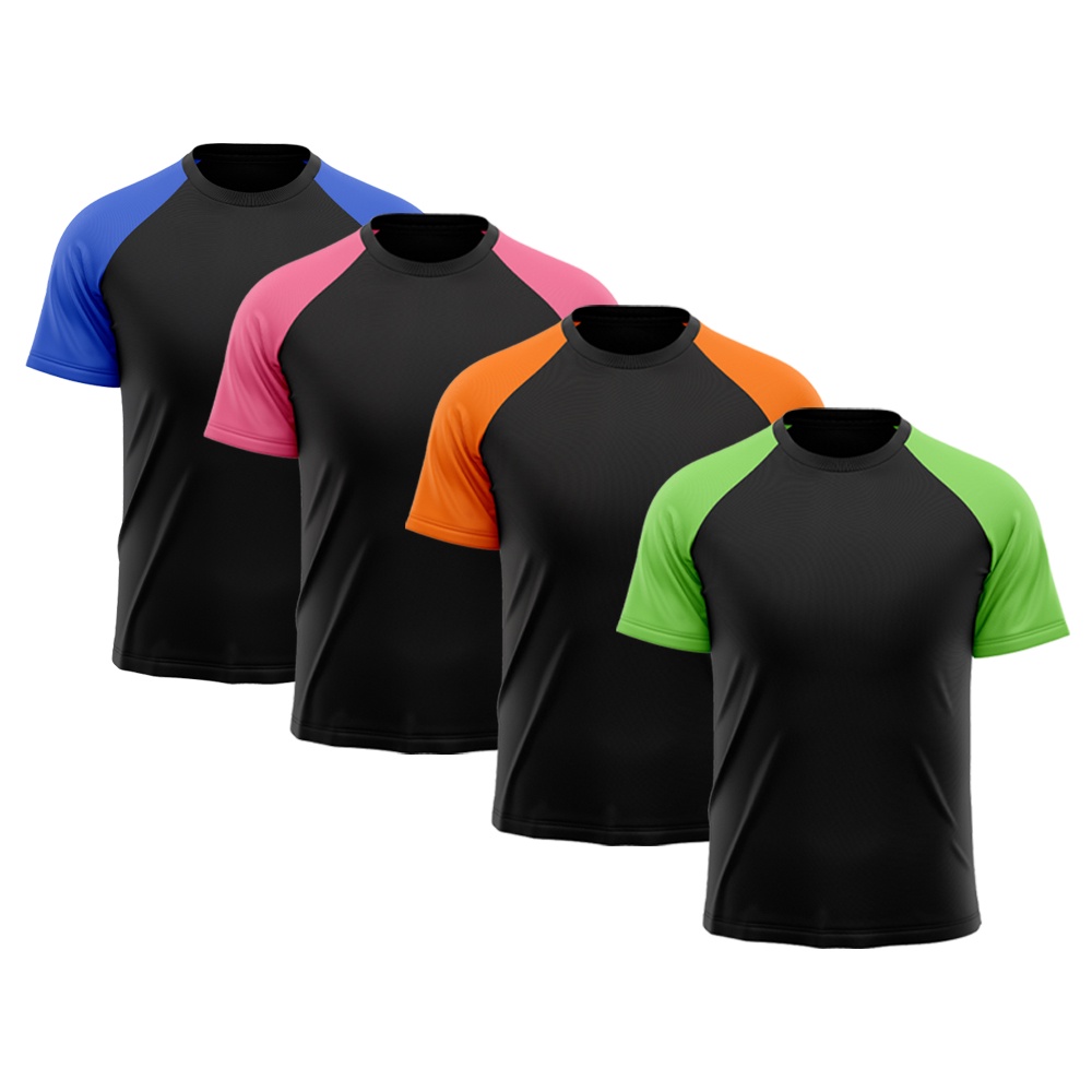 Kit 4 Camisetas Masculina Raglan Dry Fit Proteção Solar UV Básica Lisa Treino Academia Passeio Fitness Ciclismo