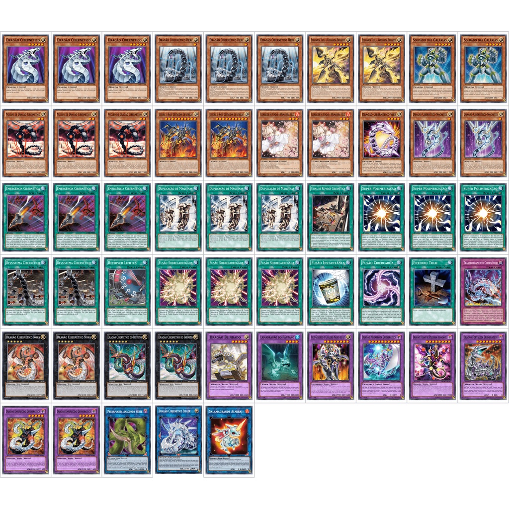 Cartas Yugioh - Deck Dragão Cibernético 2020 55 cards Tcg