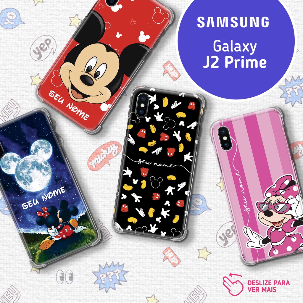 Capa Capinha - Samsung Galaxy J2 Prime - Mickey e Minnie Disney Personalizada com Nome