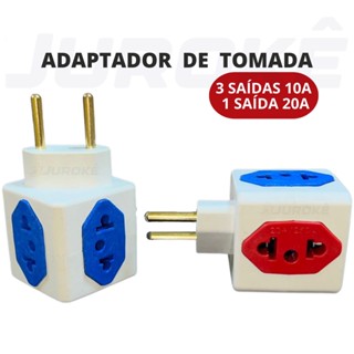 Plugue Adaptador Benjamin Cubo 4 Tomadas Colorido 10A 20A (unidade)