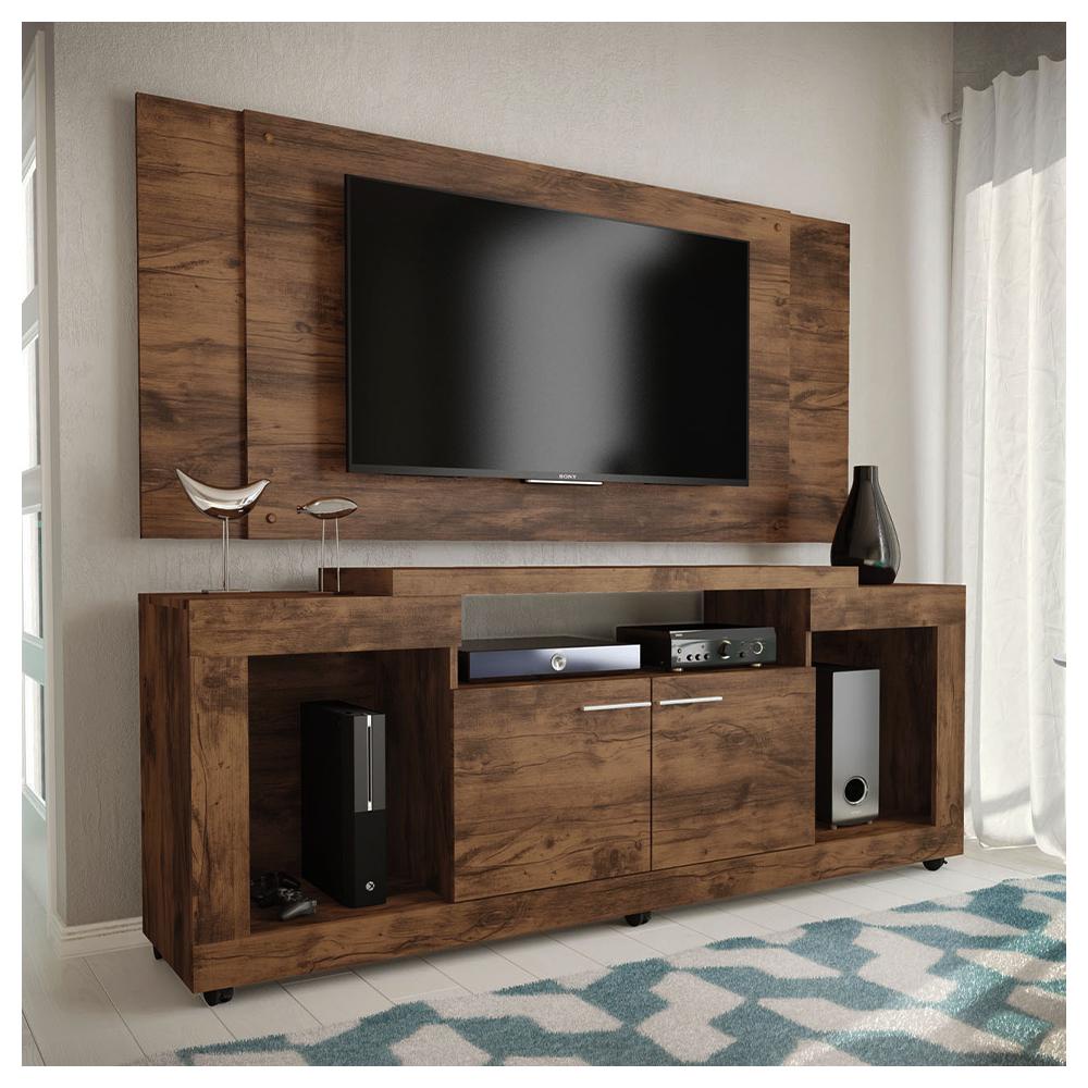Rack Com Painel Para TV 55 Polegadas Oscar Jatobá - Caemmun